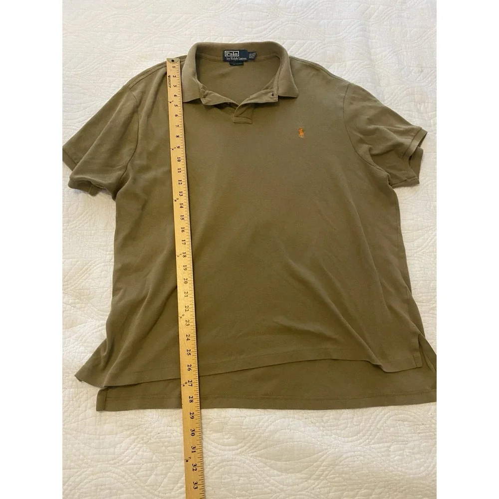 Polo Ralph Lauren Custom‎ Fit Brown XXL Short Sleeve Polo Shirt 100% Cotton Logo